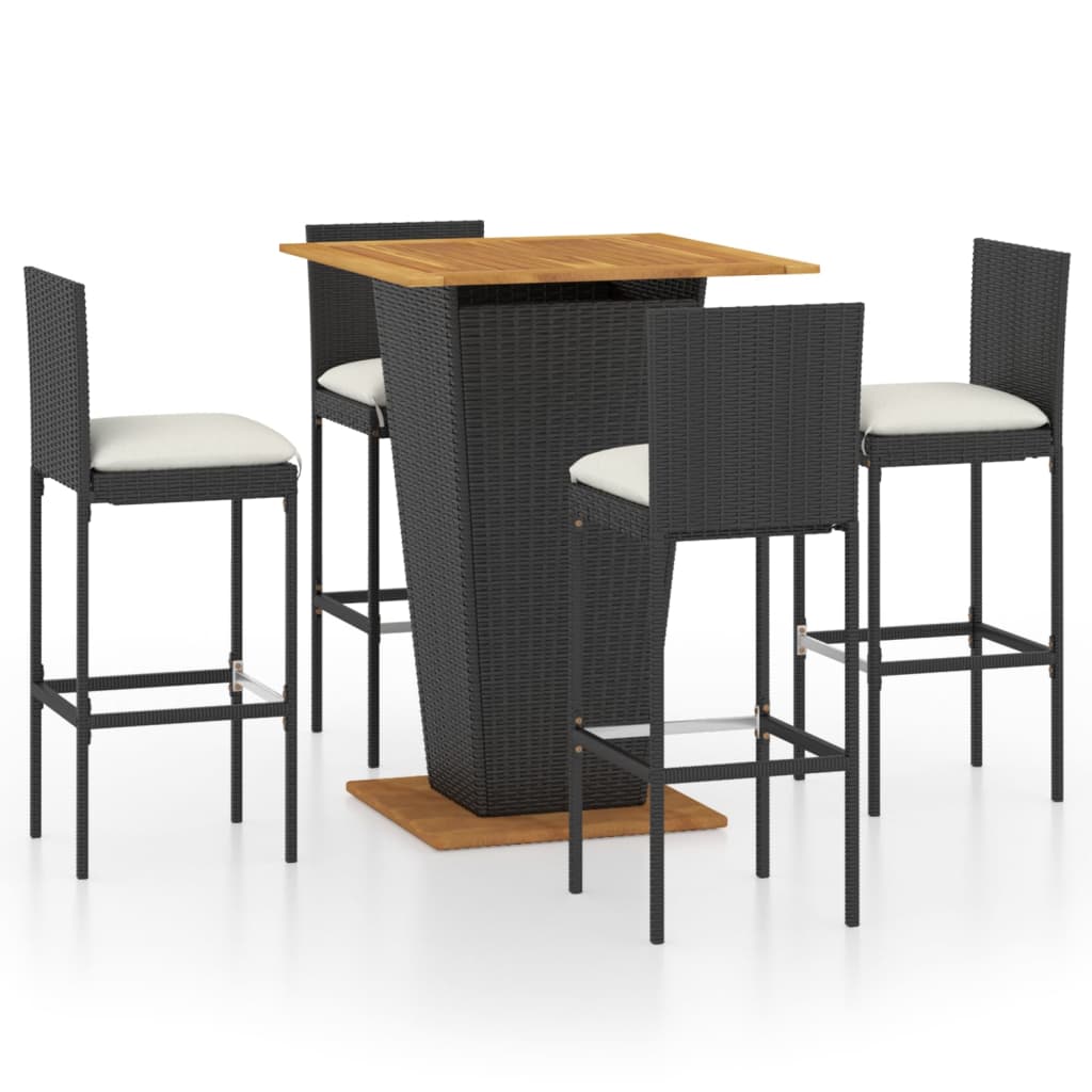 Ensemble De Bar De Jardin 5 Pcs Et Coussins Résine Tressée