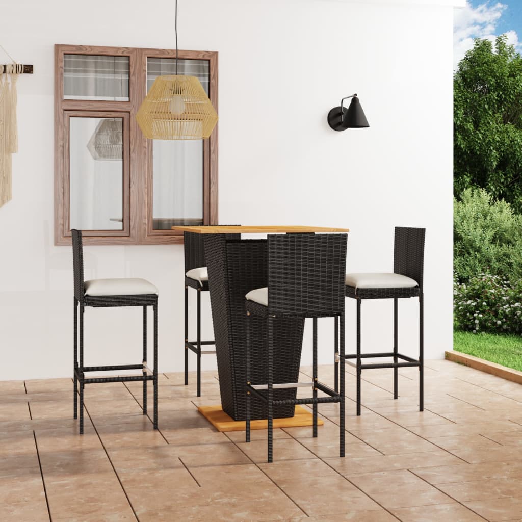 Ensemble De Bar De Jardin 5 Pcs Et Coussins Résine Tressée