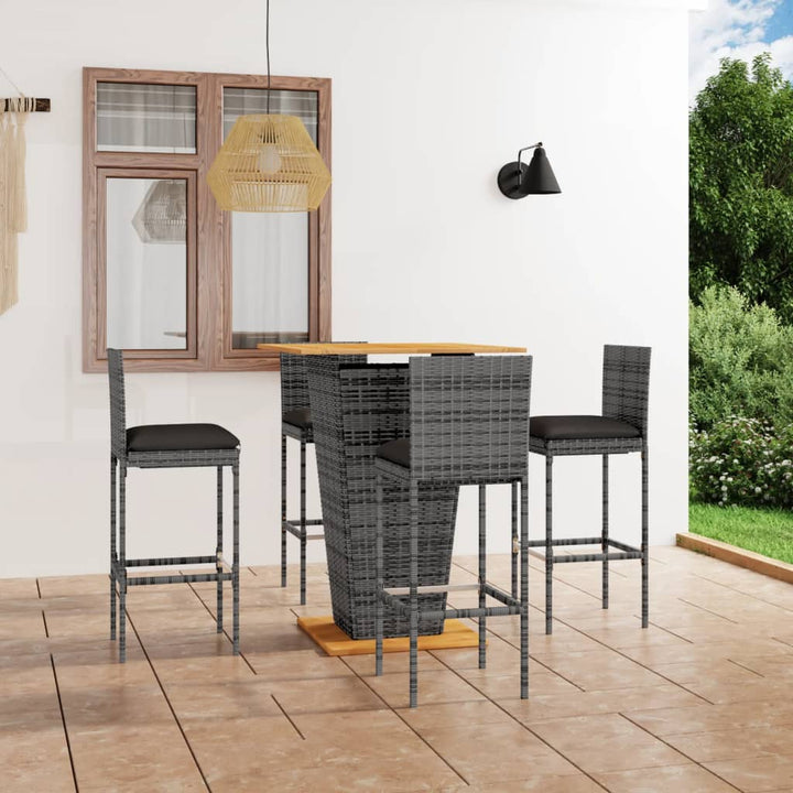 Ensemble De Bar De Jardin 5 Pcs Et Coussins Résine Tressée