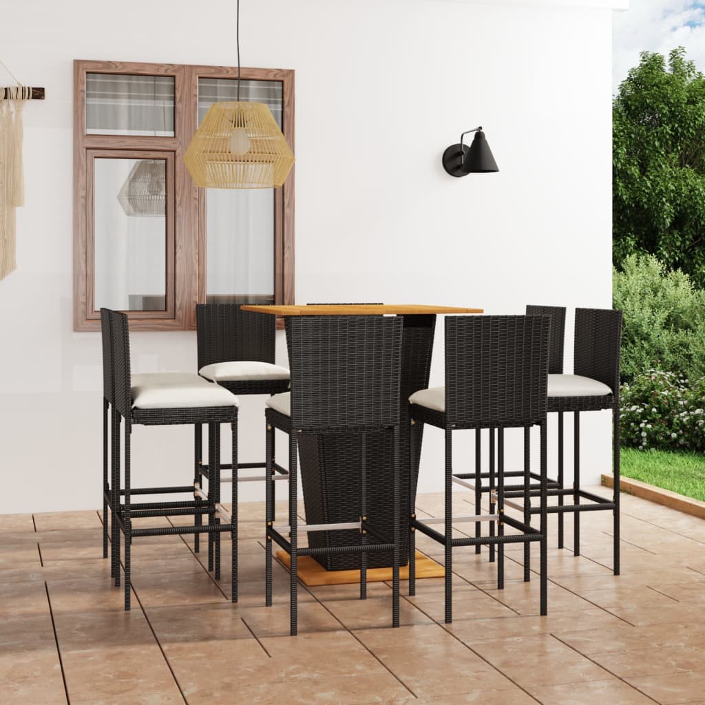Ensemble De Bar De Jardin 5 Pcs Et Coussins Résine Tressée