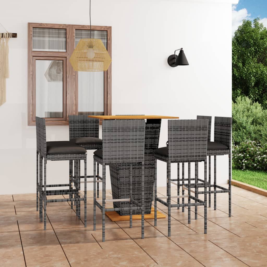 Ensemble De Bar De Jardin 5 Pcs Et Coussins Résine Tressée