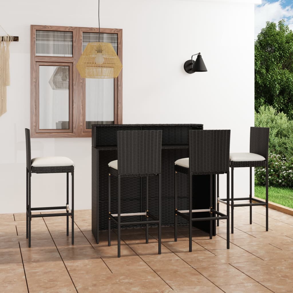 Ensemble De Bar De Jardin Avec Coussins 5 Pcs