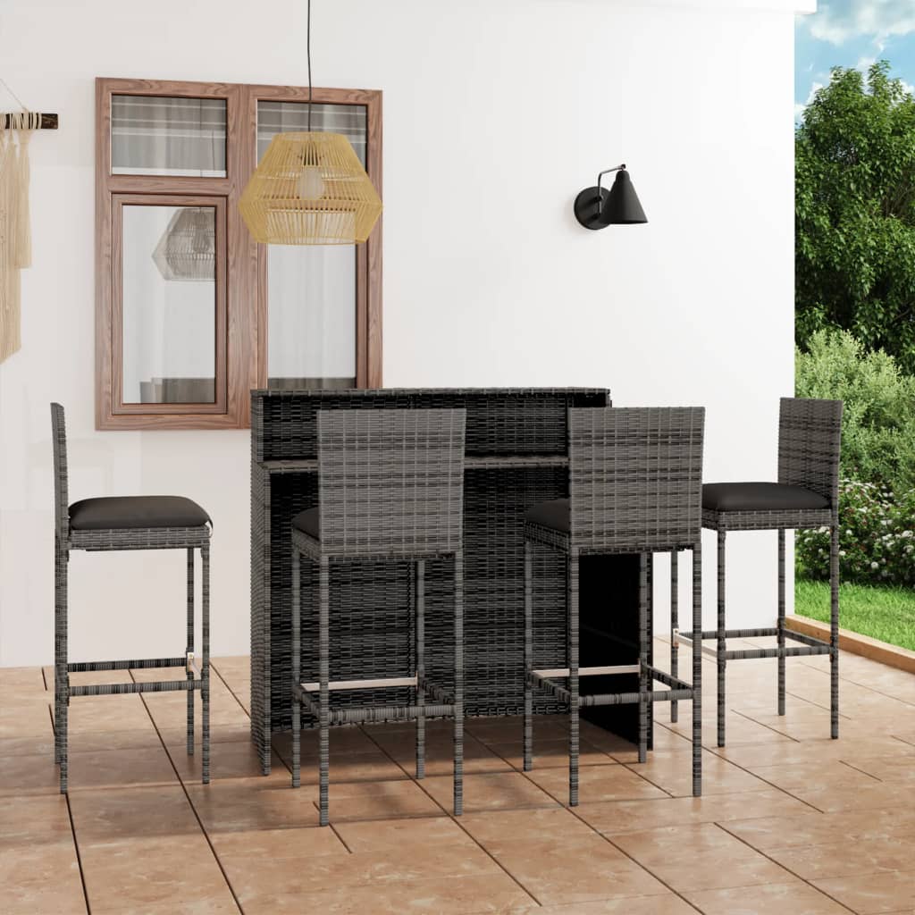 Ensemble De Bar De Jardin Avec Coussins 5 Pcs