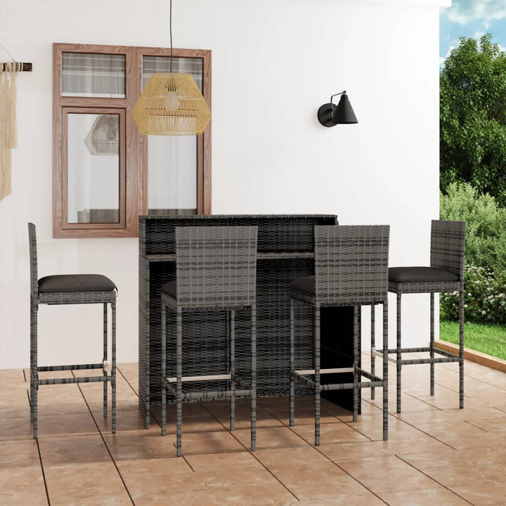 Ensemble De Bar De Jardin Avec Coussins 5 Pcs