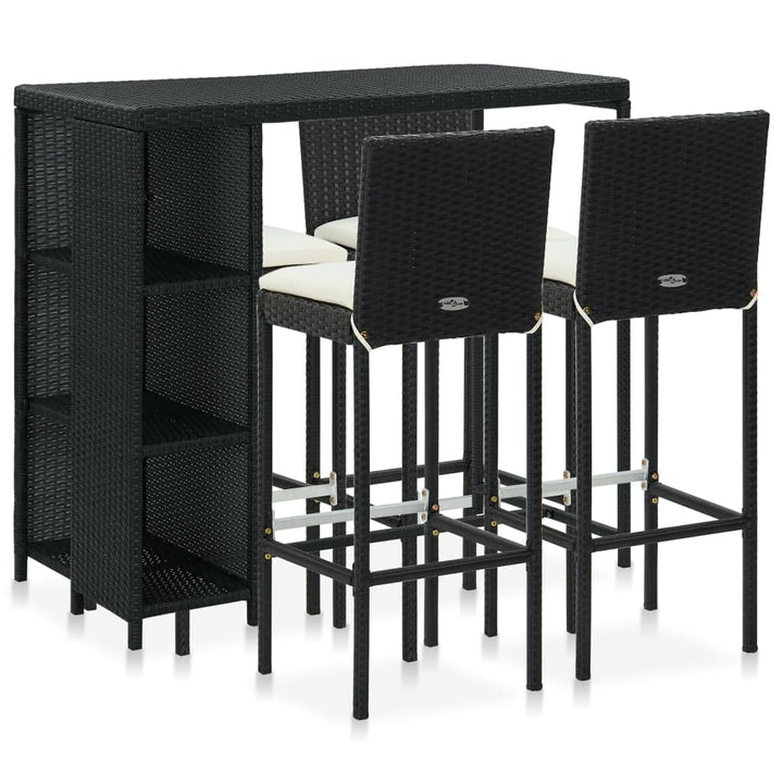 Ensemble De Bar De Jardin 5 Pcs Et Coussins Résine Tressée