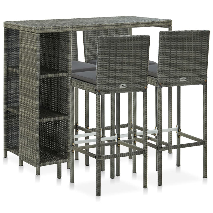 Ensemble De Bar De Jardin 5 Pcs Et Coussins Résine Tressée