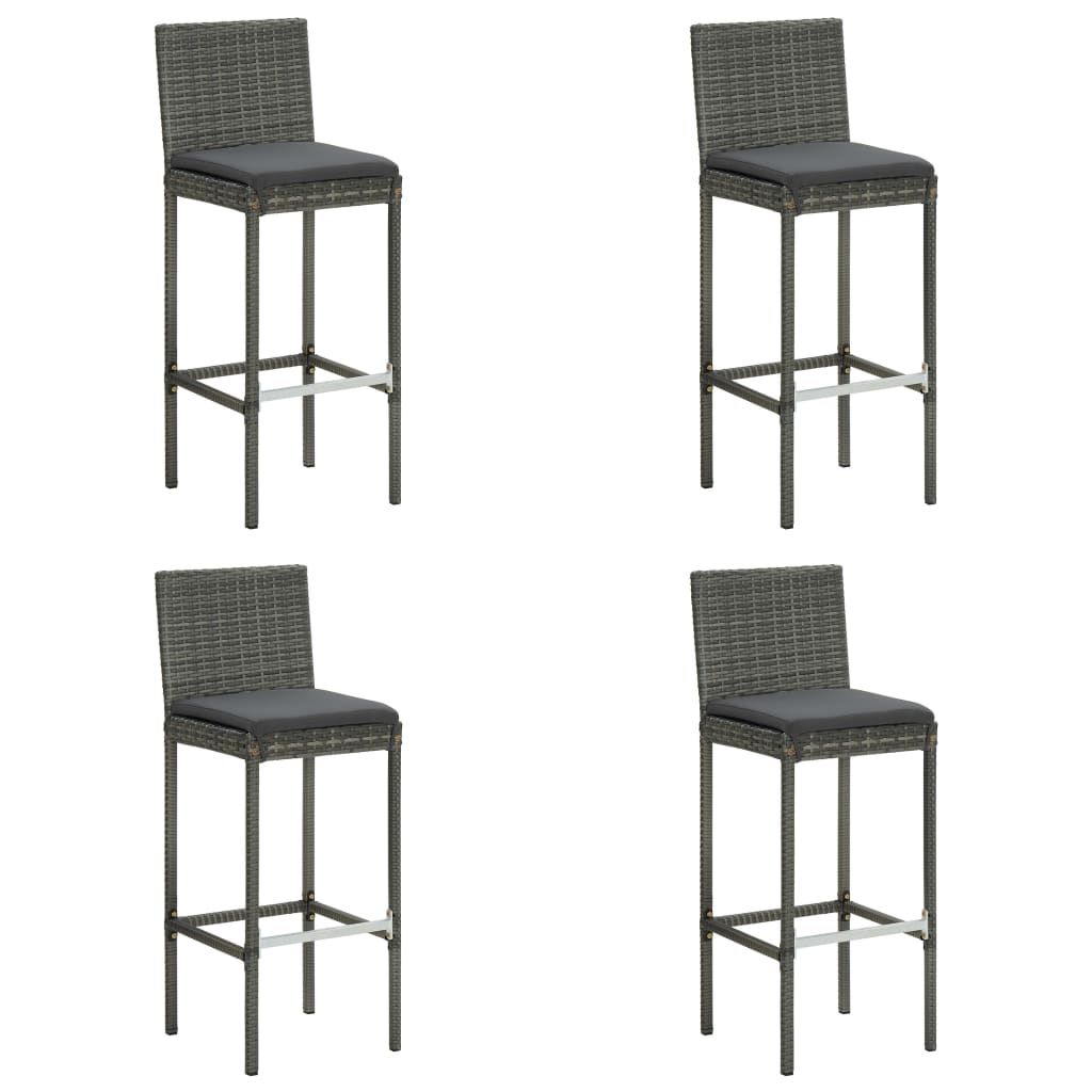 Ensemble De Bar De Jardin 5 Pcs Et Coussins Résine Tressée