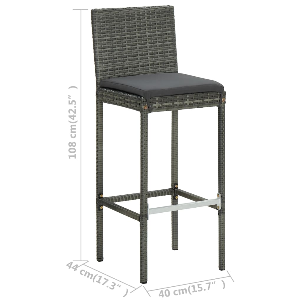 Ensemble De Bar De Jardin 5 Pcs Et Coussins Résine Tressée