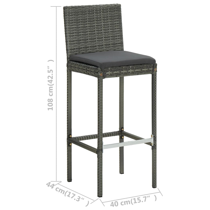 Ensemble De Bar De Jardin 5 Pcs Et Coussins Résine Tressée