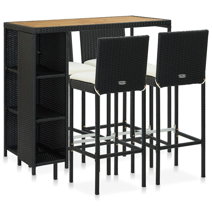 Ensemble De Bar De Jardin 5 Pcs Et Coussins Résine Tressée