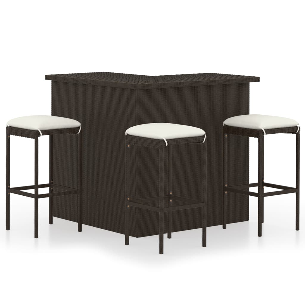 Ensemble De Bar De Jardin 16 Pcs Coussins Résine Tressée