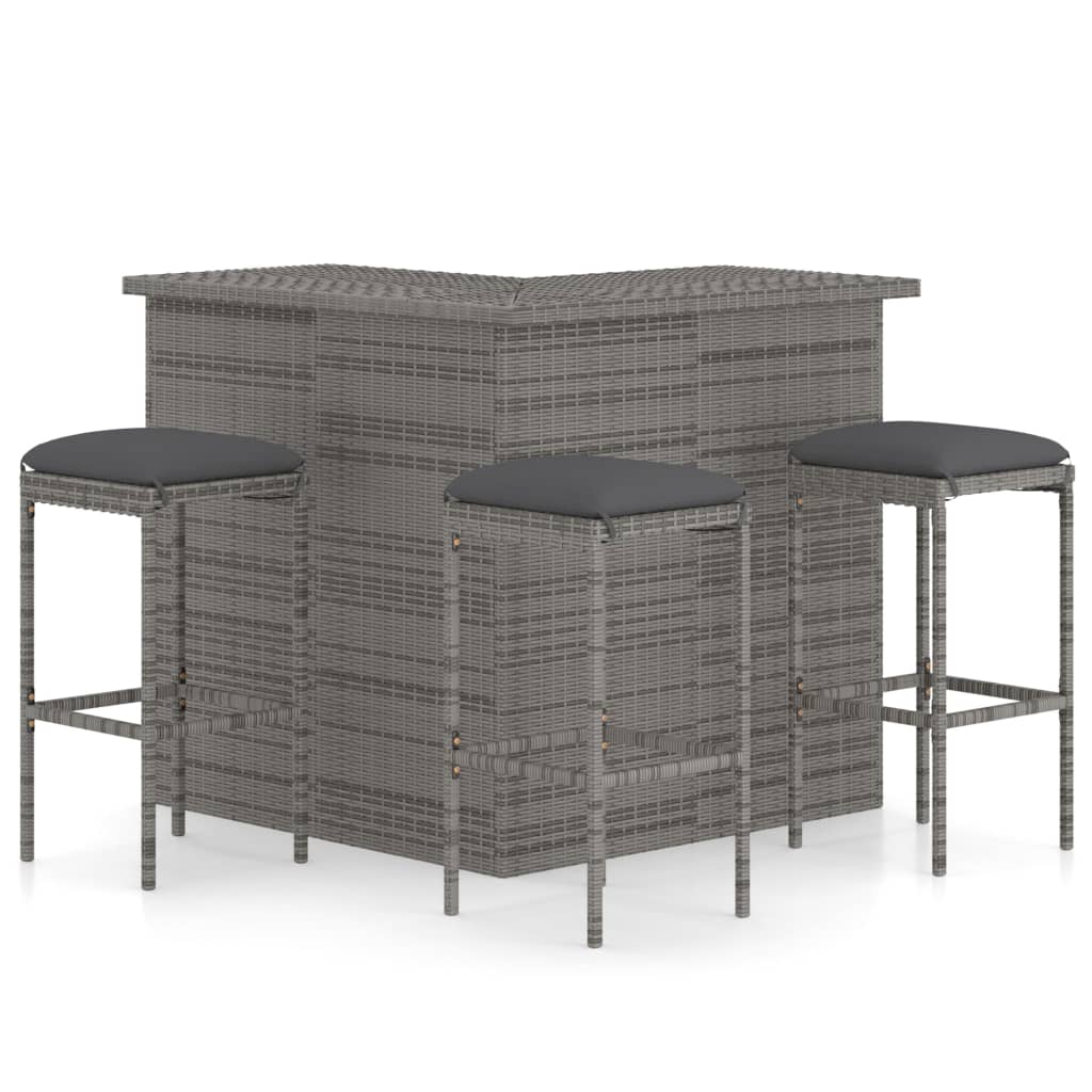 Ensemble De Bar De Jardin 16 Pcs Coussins Résine Tressée