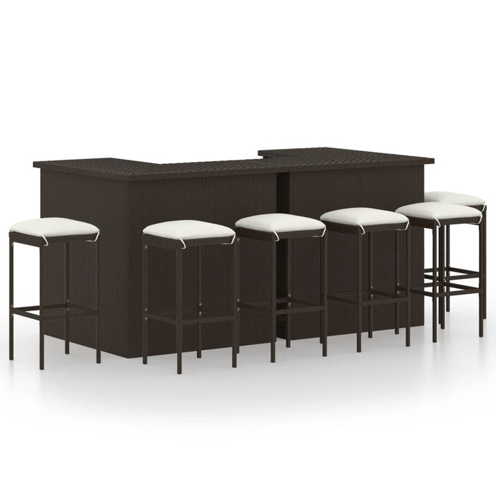 Ensemble De Bar De Jardin 16 Pcs Coussins Résine Tressée