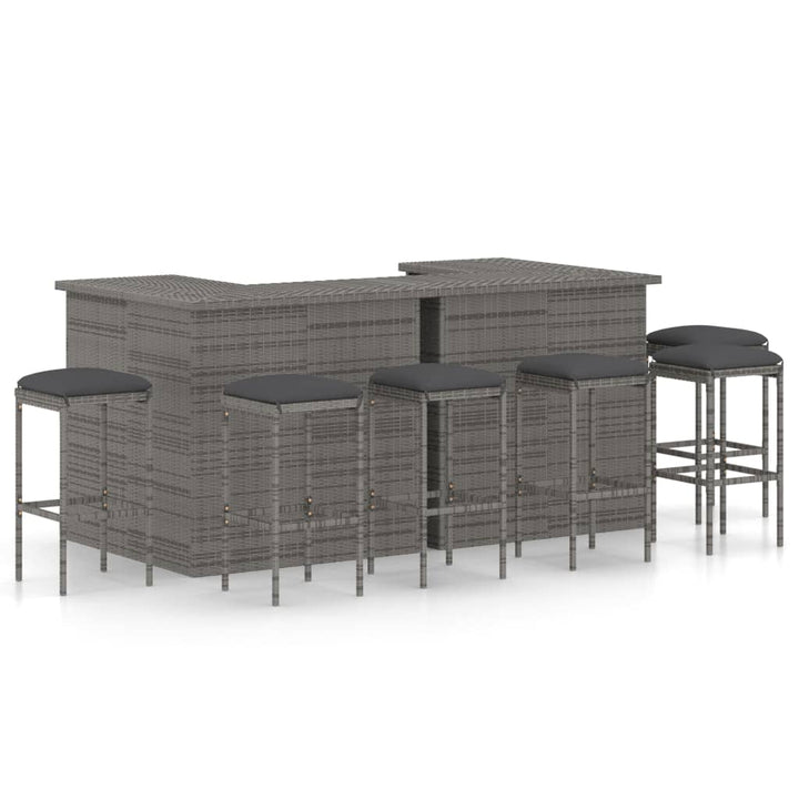 Ensemble De Bar De Jardin 16 Pcs Coussins Résine Tressée