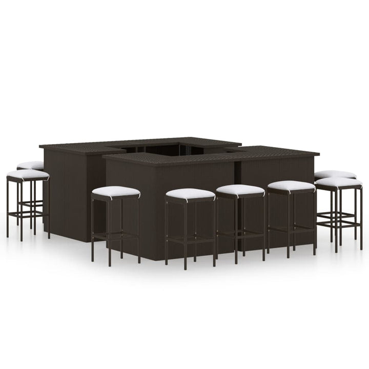 Ensemble De Bar De Jardin 16 Pcs Coussins Résine Tressée