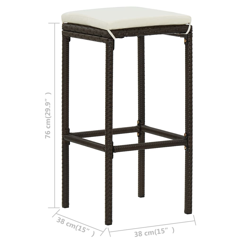 Ensemble De Bar De Jardin 16 Pcs Coussins Résine Tressée