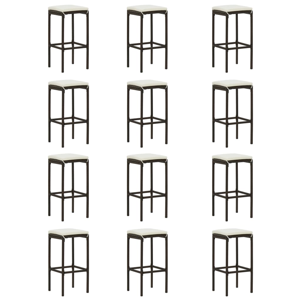 Ensemble De Bar De Jardin 16 Pcs Coussins Résine Tressée