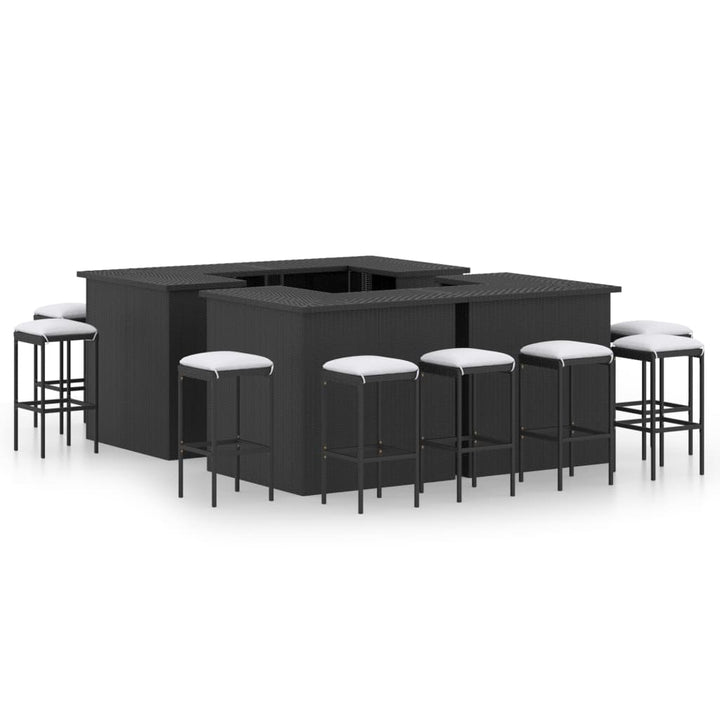 Ensemble De Bar De Jardin 16 Pcs Coussins Résine Tressée