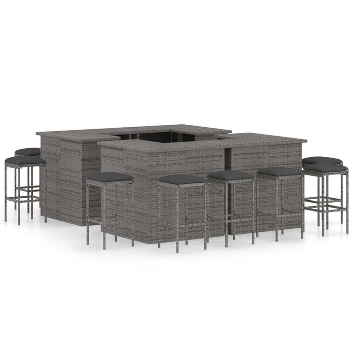 Ensemble De Bar De Jardin 16 Pcs Coussins Résine Tressée