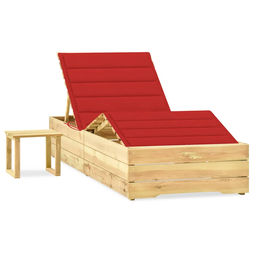 Chaise Longue De Jardin Avec Table Et Coussin Pin Imprégné
