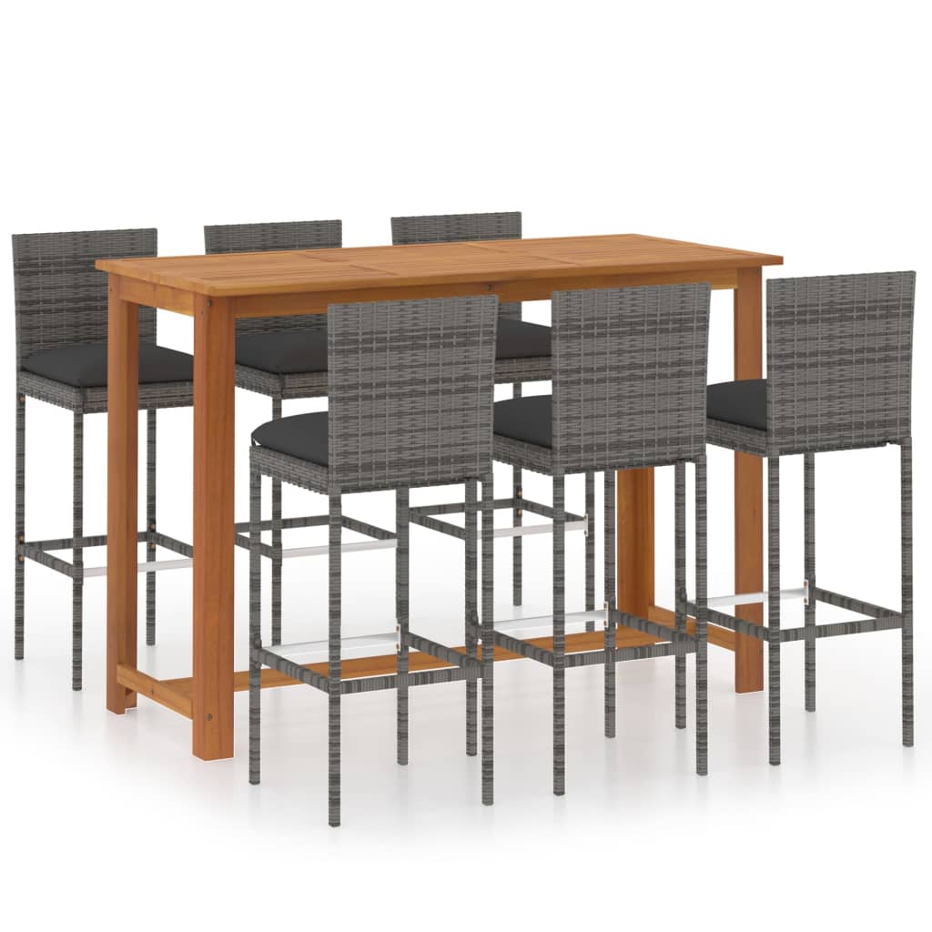 Ensemble De Bar De Jardin 7 Pcs Avec Coussins