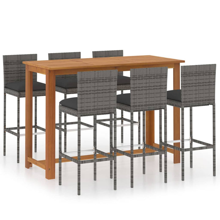 Ensemble De Bar De Jardin 7 Pcs Avec Coussins