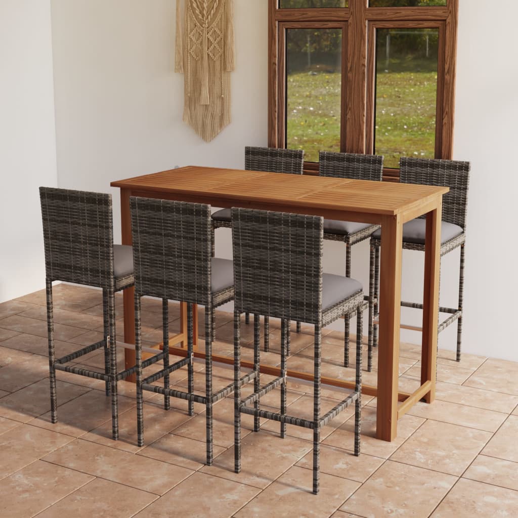 Ensemble De Bar De Jardin 7 Pcs Avec Coussins