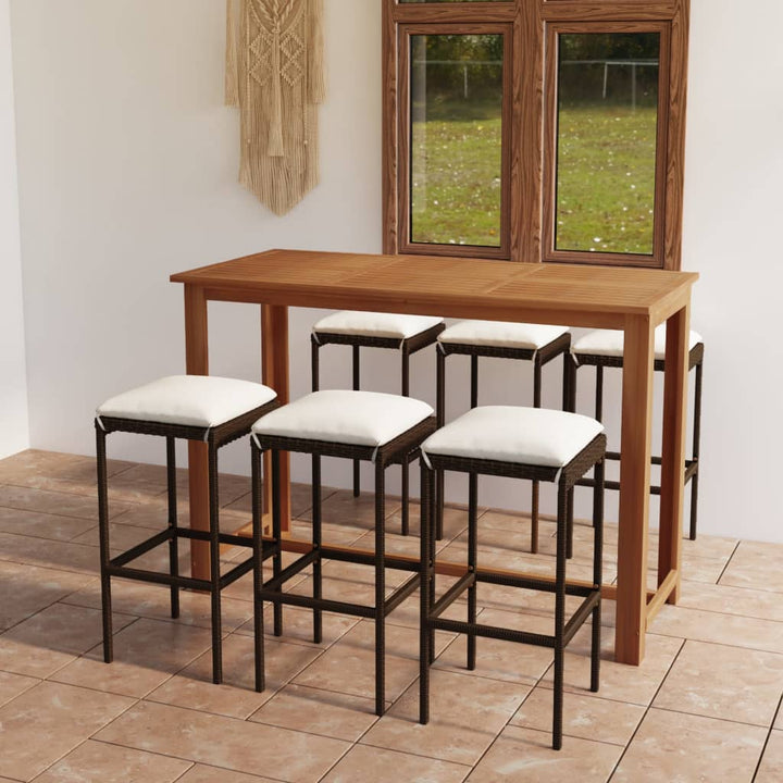 Ensemble De Bar De Jardin Avec Coussins 7 Pcs
