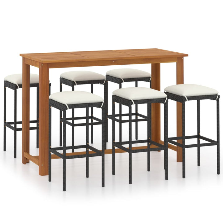 Ensemble De Bar De Jardin Avec Coussins 7 Pcs