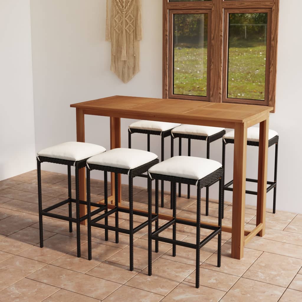 Ensemble De Bar De Jardin Avec Coussins 7 Pcs