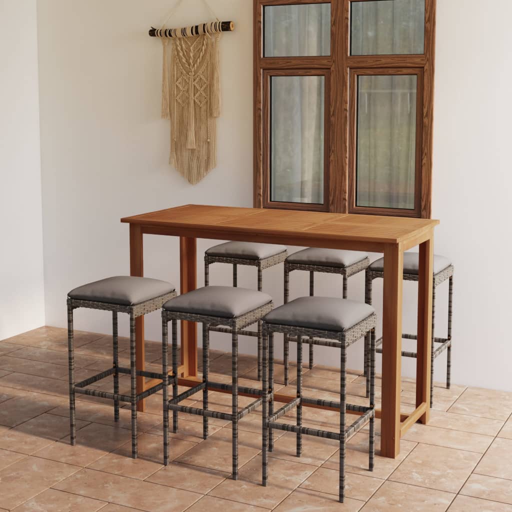 Ensemble De Bar De Jardin Avec Coussins 7 Pcs