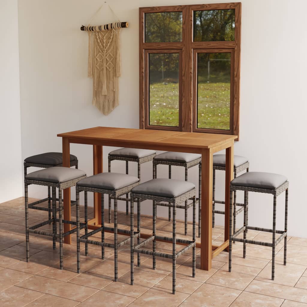 Ensemble De Bar De Jardin Avec Coussins 7 Pcs
