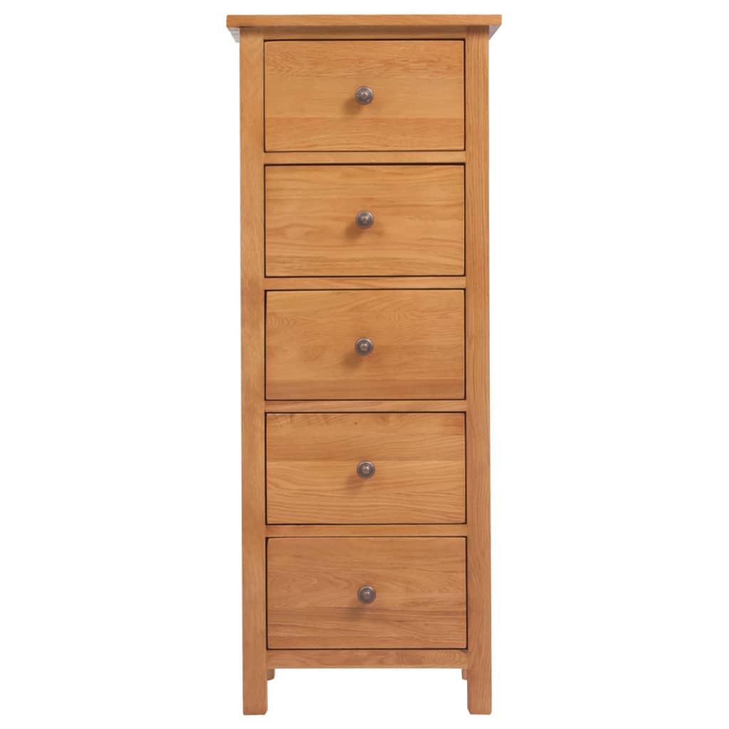 Commode Haute 45X32X110 Cm Bois De Chêne Massif Gris Clair