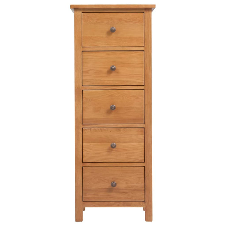 Commode Haute 45X32X110 Cm Bois De Chêne Massif Gris Clair