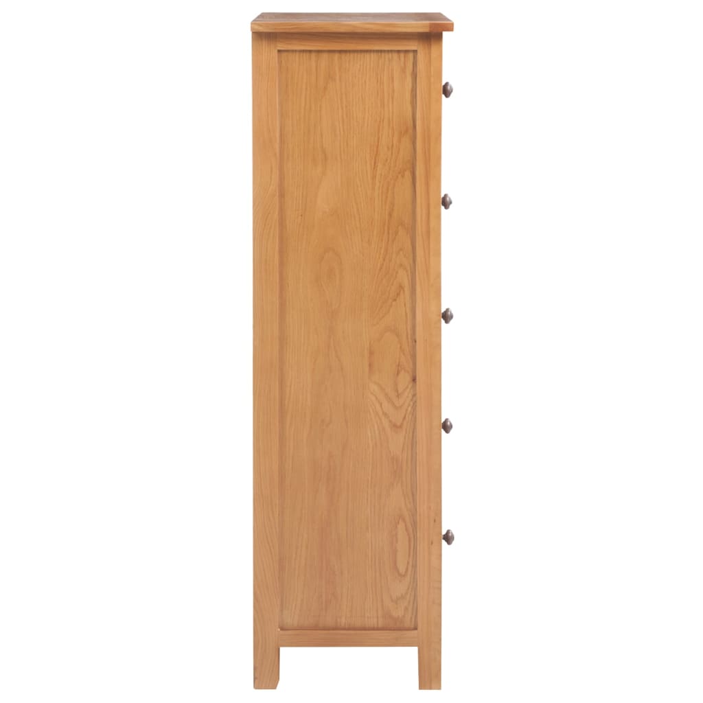 Commode Haute 45X32X110 Cm Bois De Chêne Massif Gris Clair