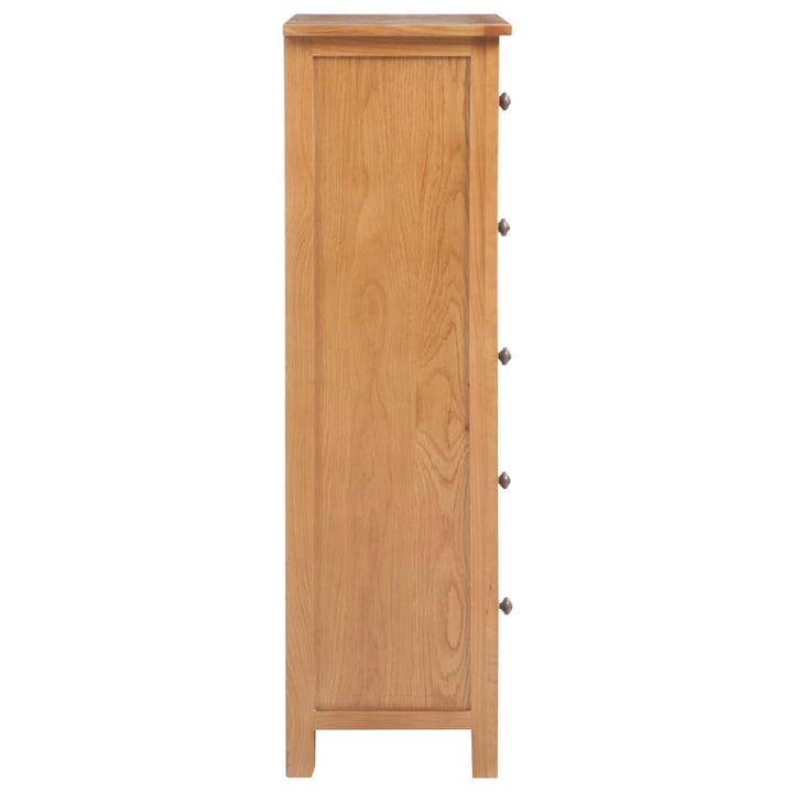 Commode Haute 45X32X110 Cm Bois De Chêne Massif Gris Clair