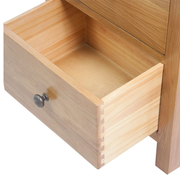 Commode Haute 45X32X110 Cm Bois De Chêne Massif Gris Clair