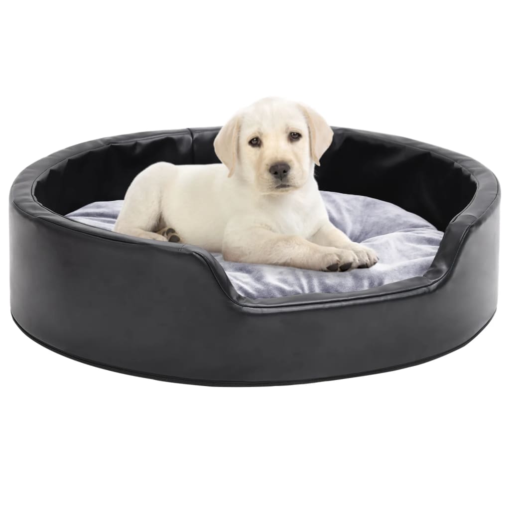 Lit Pour Chiens Noir Et Peluche Et Similicuir