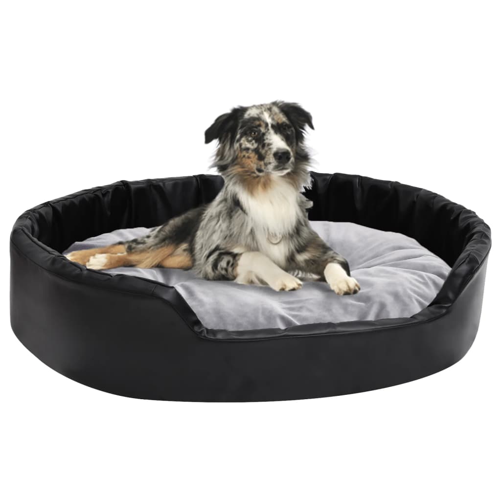 Lit Pour Chiens Noir Et Peluche Et Similicuir