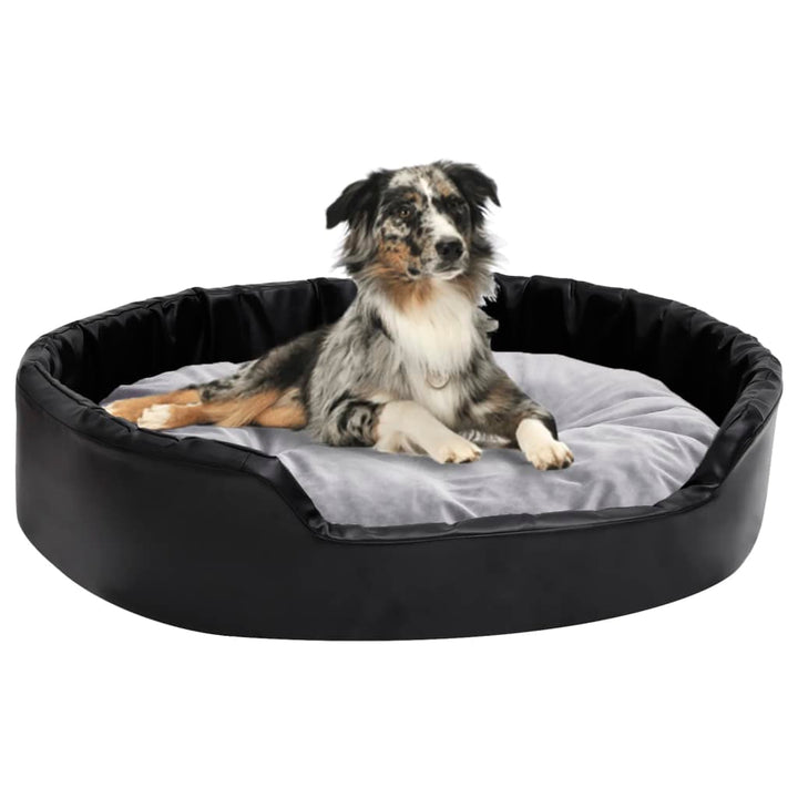 Lit Pour Chiens Noir Et Peluche Et Similicuir