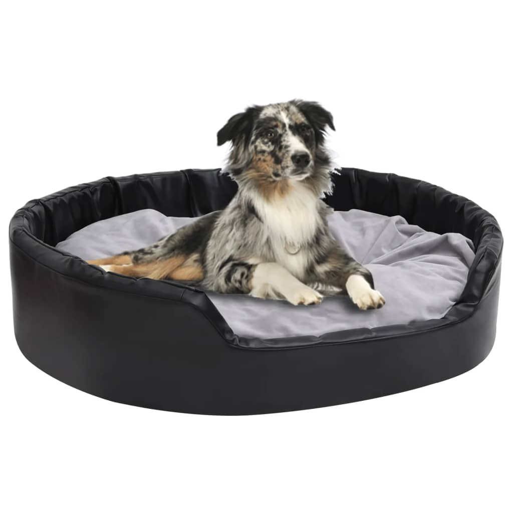 Lit Pour Chiens Noir Et Peluche Et Similicuir