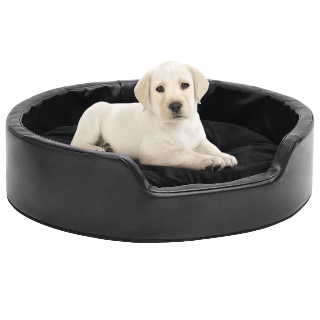 Lit Pour Chiens Noir Et Peluche Et Similicuir