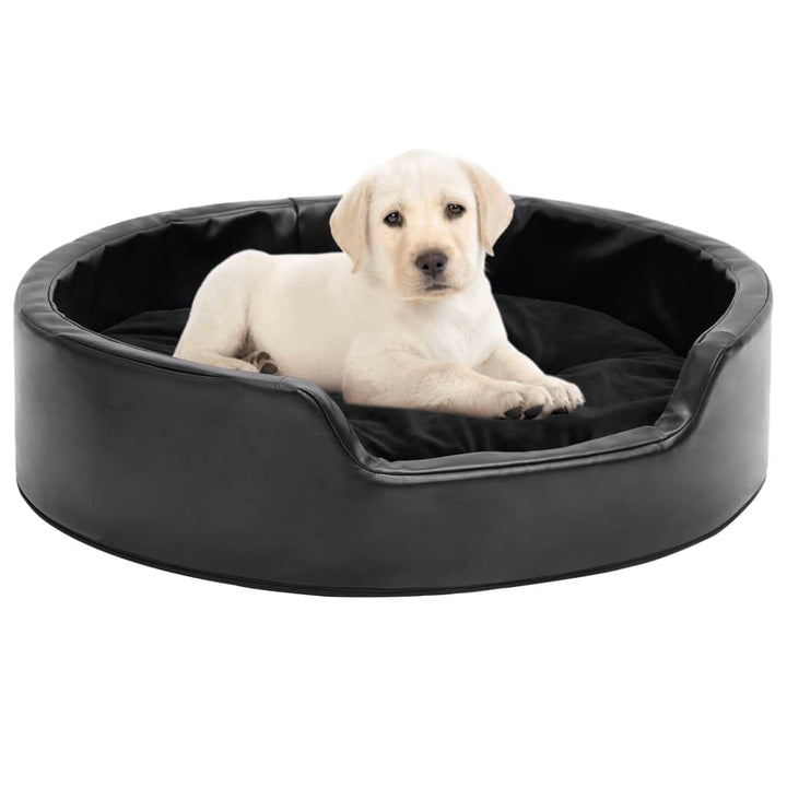 Lit Pour Chiens Noir Et Peluche Et Similicuir
