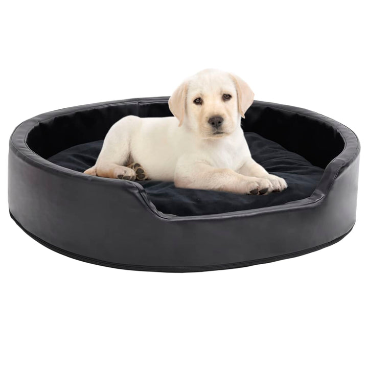 Lit Pour Chiens Noir Et Peluche Et Similicuir