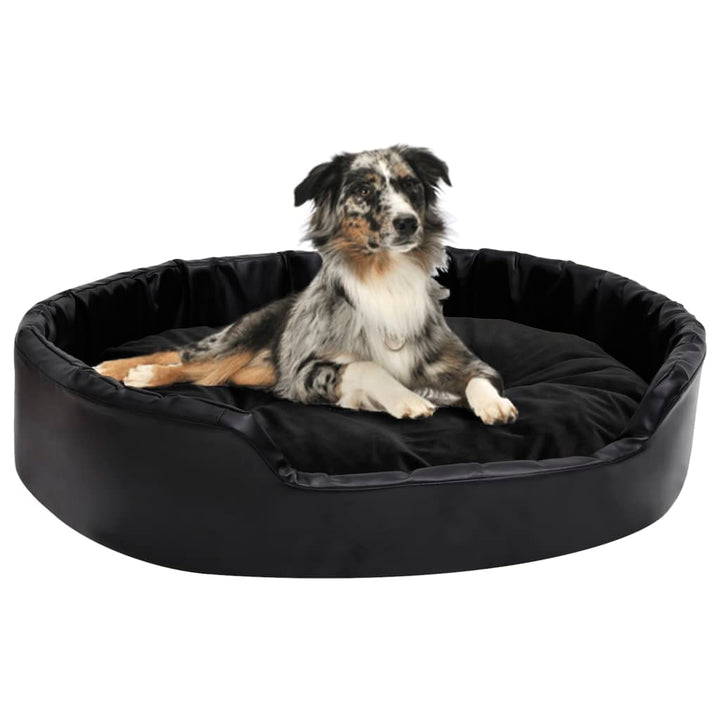 Lit Pour Chiens Noir Et Peluche Et Similicuir