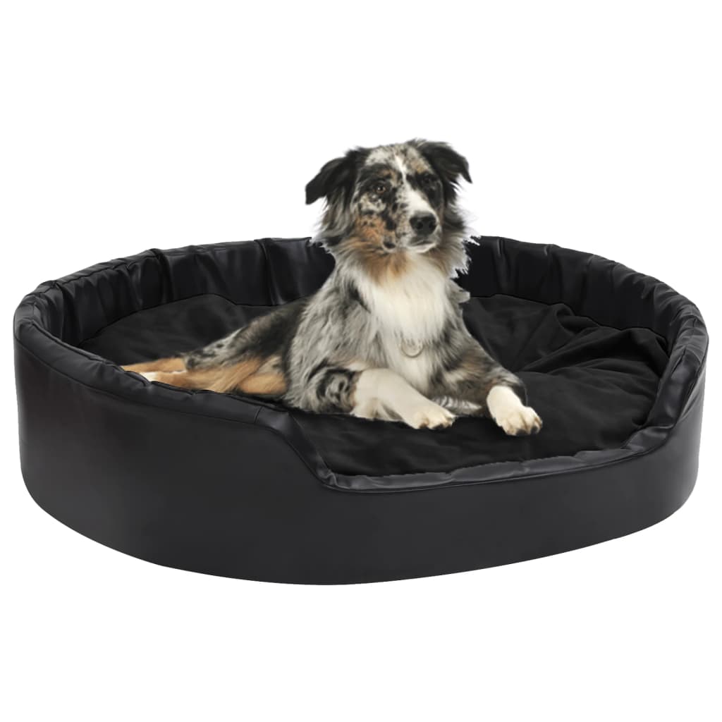 Lit Pour Chiens Noir Et Peluche Et Similicuir