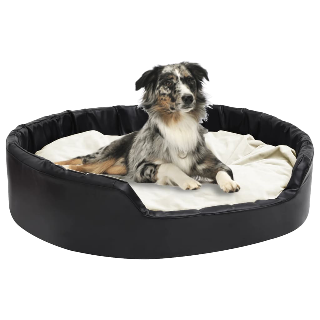 Lit Pour Chiens Noir Et Peluche Et Similicuir