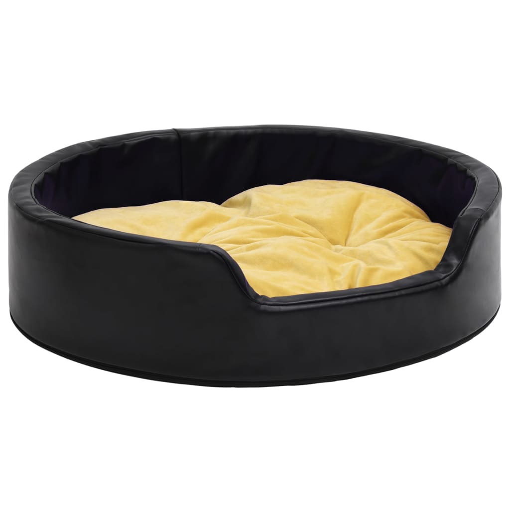 Lit Pour Chiens Noir Et Peluche Et Similicuir