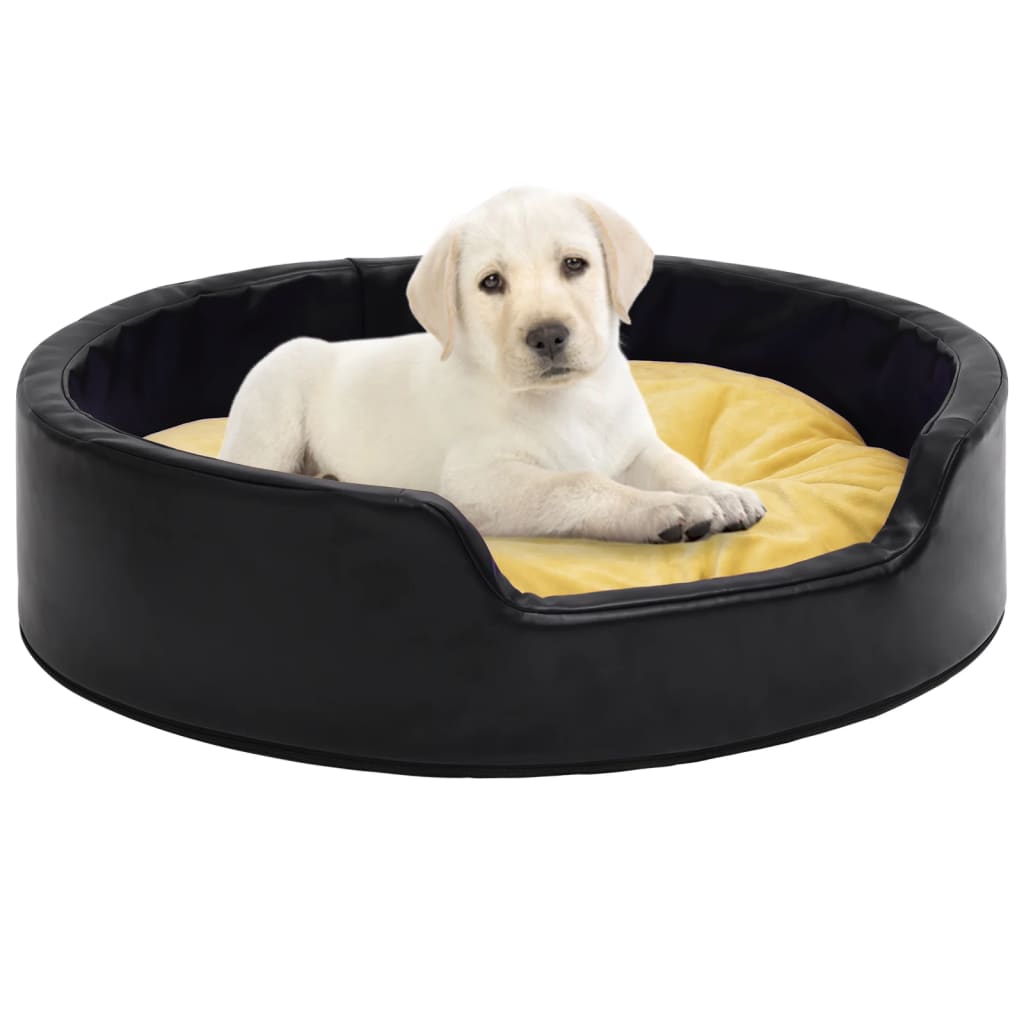 Lit Pour Chiens Noir Et Peluche Et Similicuir