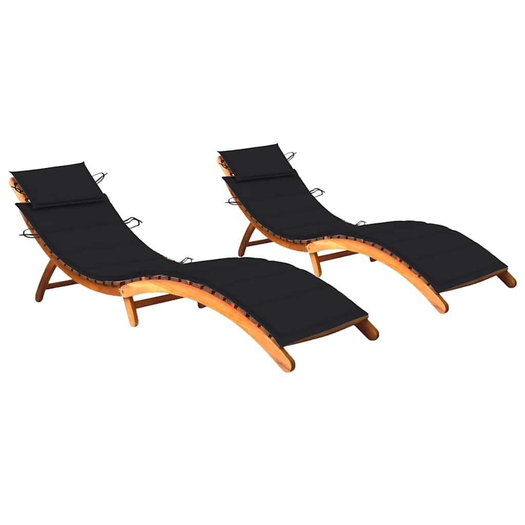 Chaise Longue De Jardin Avec Table Et Coussin Bois D'acacia